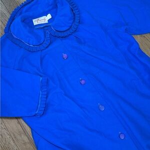 1960s VINTAGE VOLUP BLUE HOUSECOAT ROBE XL